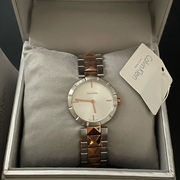 Edge Silver Dial Studded Ladies Watch - Picture 2 of 4